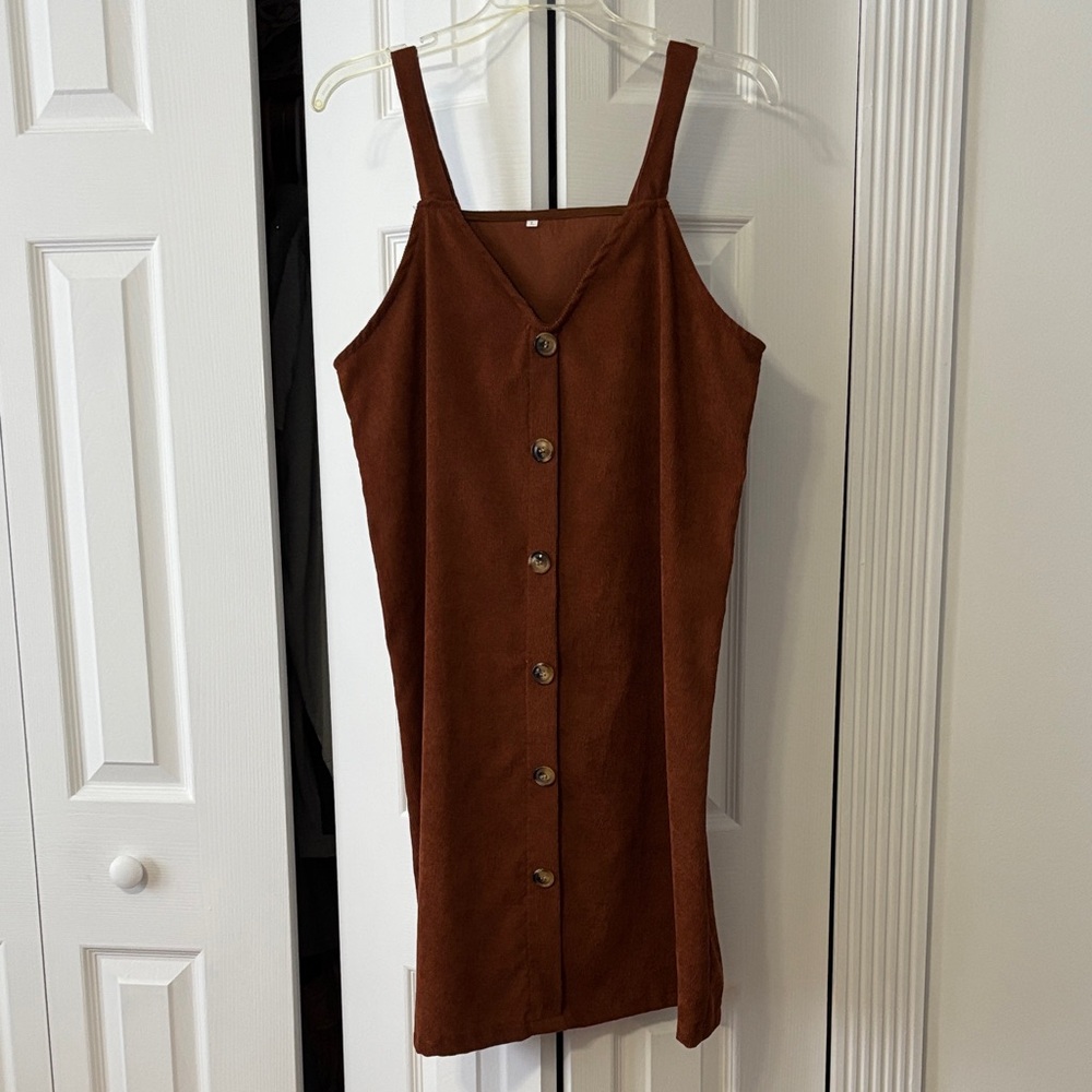 SHEIN Chocolate Faux Button-Front Midi Dress
